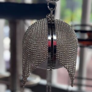 Wonderful crystal silver bangle bag